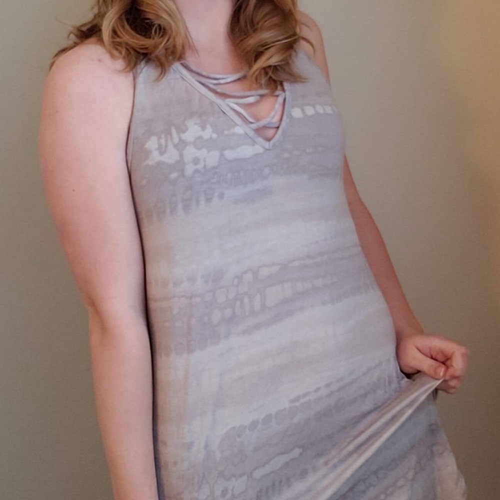 Boho sleeveless extra long shirt/ mini dress